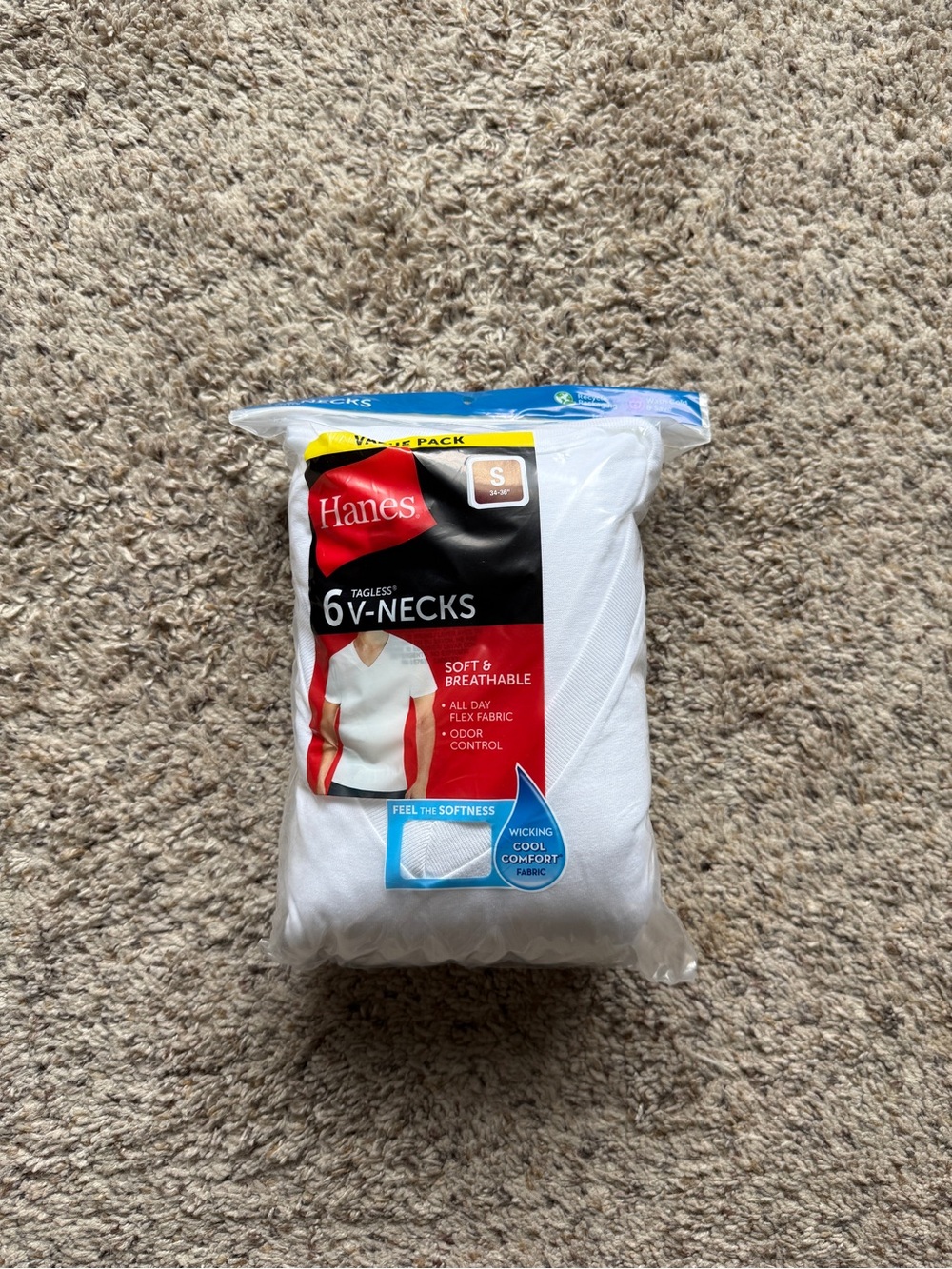 Hanes V-Neck White T-shirts Undershirt 6 pack Size Small